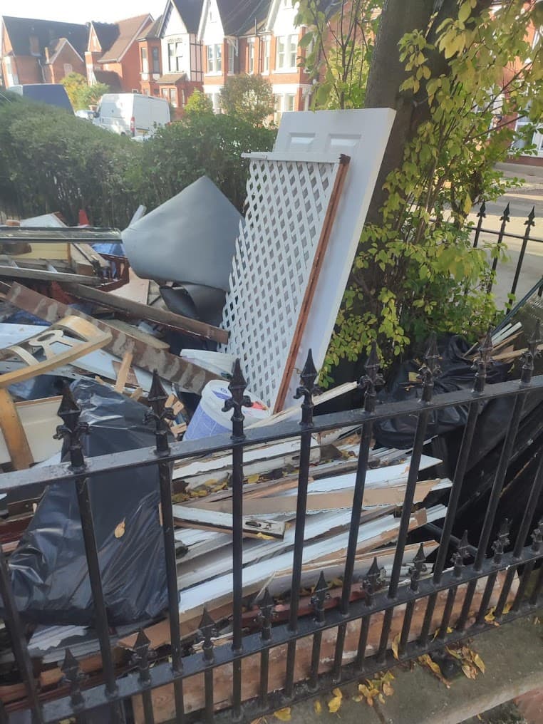 Fly tip waste cleared from front garden