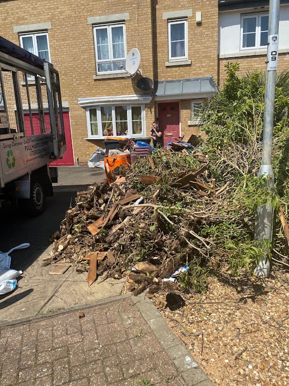 Garden waste pile ready for collection