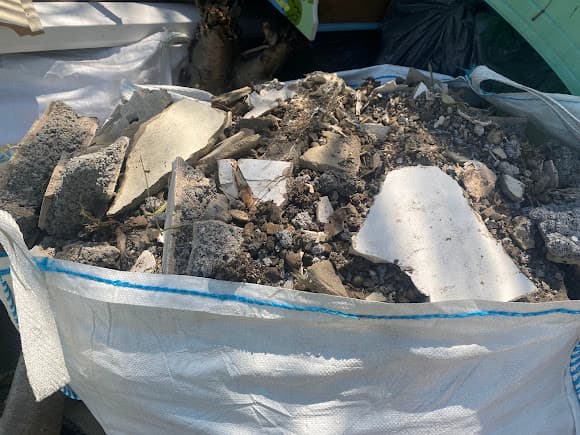Rubble and brick waste in a bulk bag